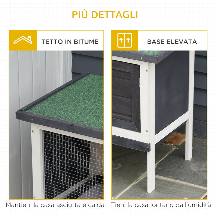 Conigliera da Esterno 90x45x65 cm in Bitume e Rete Metallica Nera Bianca e Verde