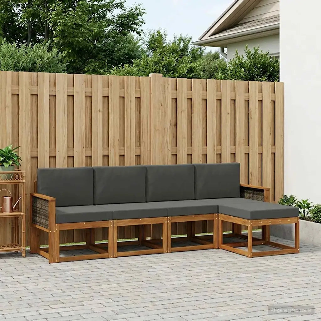 Set di divani da esterno 5 pcs Naturale e Antracite Poliestere