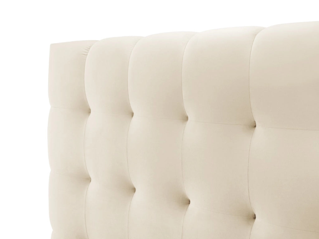 Cosmopolitan Design - Letto a cassettone con testiera "Bali" 200x200cm in velluto beige chiaro 