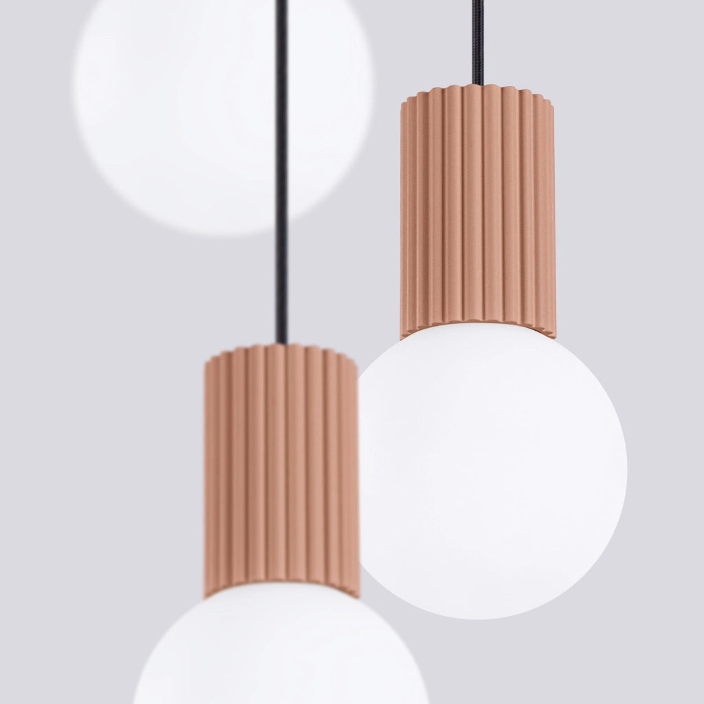 Lampada sospensione SFERA 3 luci vetro bianco mocca G9