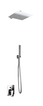 Kit Doccia 2 Vie Soffione Acciaio Inox  Slim 2 mm + Braccio Doccia + Presa Acqua + Flessibile + Doccino Soffione 25x25 cm con Braccio da Parete