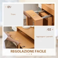 Tavolo Pieghevole da Pranzo max 5 Persone in Truciolato e Acciaio, 84x180x100 cm, color Legno