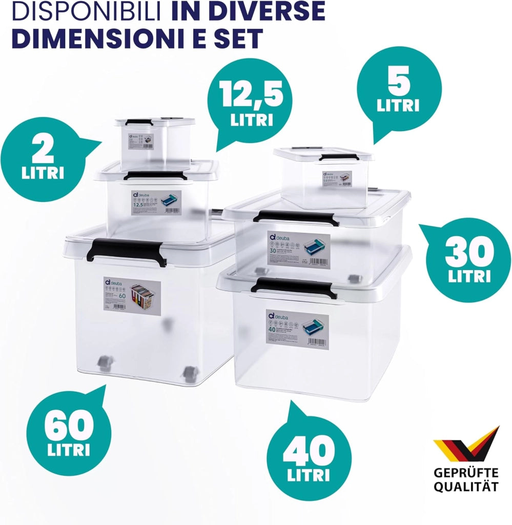 4x Contenitore Trasparente 40L con Coperchio BPA Free Scatole Impilabili Scatola Organizer Cucina Congelatore Contenitori Plastica Box