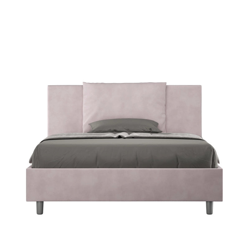 Letto imbottito Piazza e mezzo 130x210 cm Antea - Con rete,Glicine,Microfibra