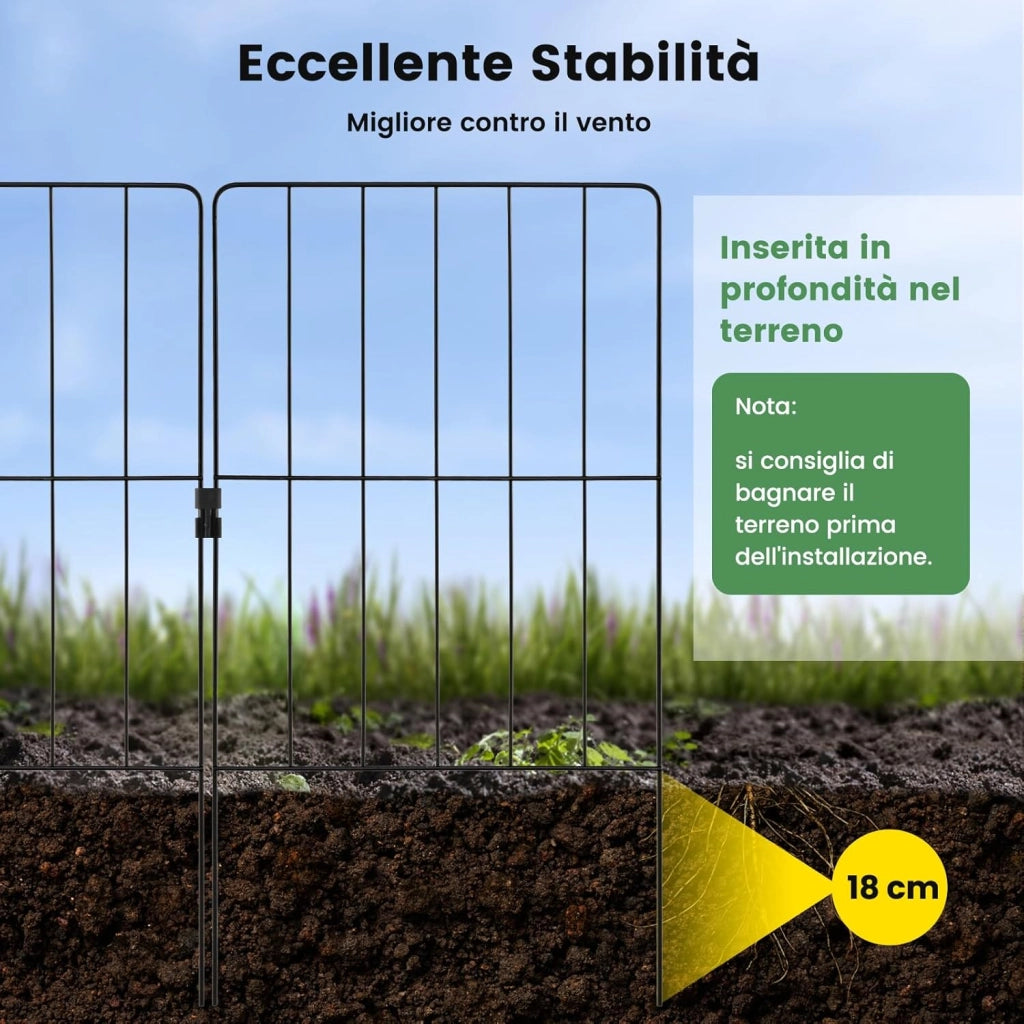 15/25PCS Recinzione da Giardino 33 x 60 CM, Recinzione per Aiuole in Metallo Antiruggine e Robusto, Recinto Pieghevole da Giardino, Orto ed Aiuole (25)