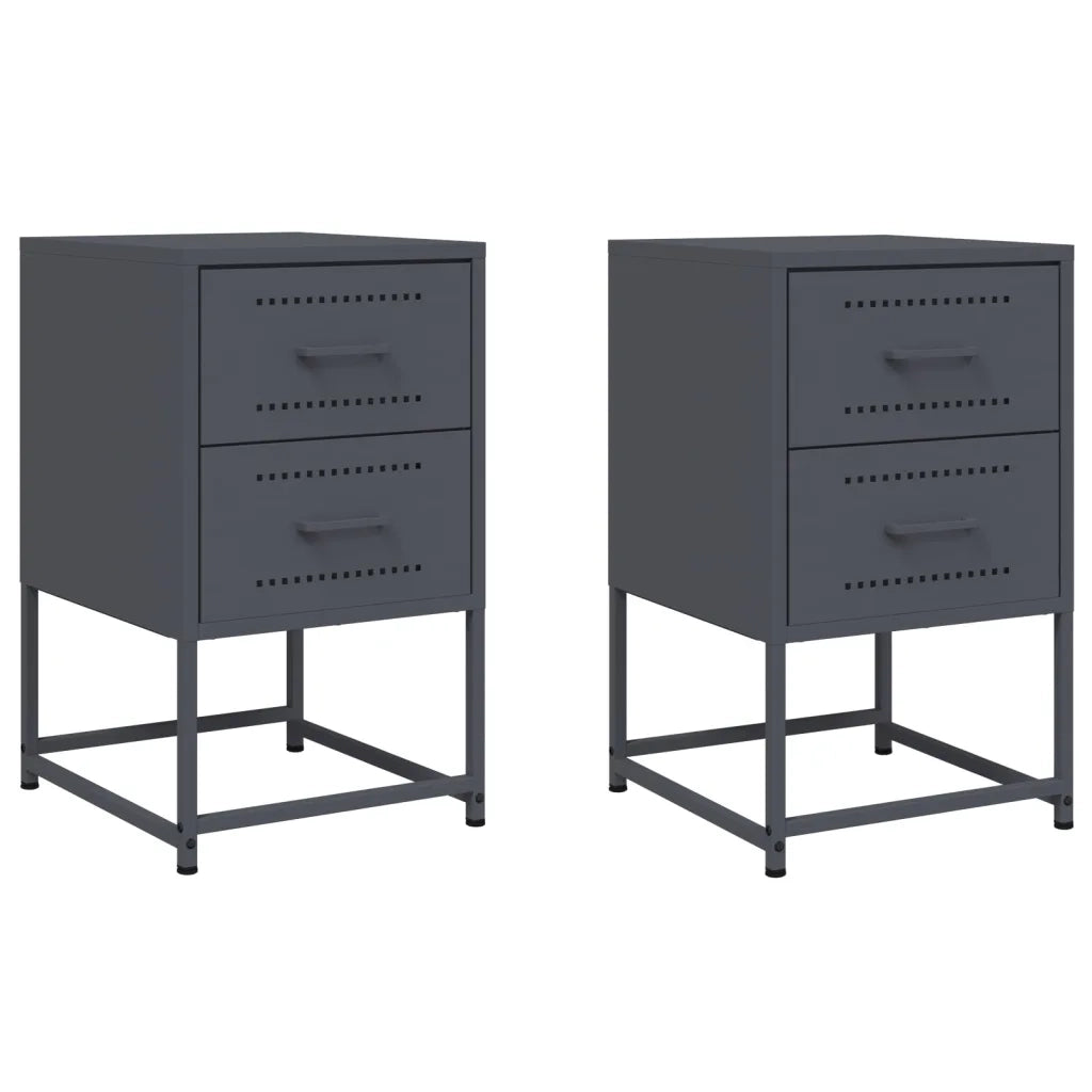 Comodini 2 pz-Set di 2 Tavolino da notte Antracite 36x39x60,5 cm in Acciaio 195839
