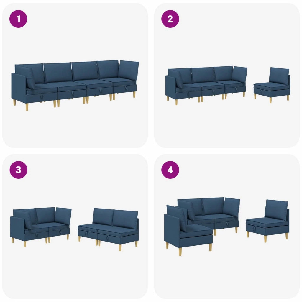 Set di mobili per il soggiorno con cuscino 4 pcs Blu Tessuto 3413714