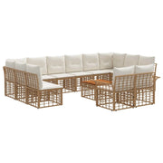 Set di divani da esterno 13 pcs Naturale e Bianco Crema