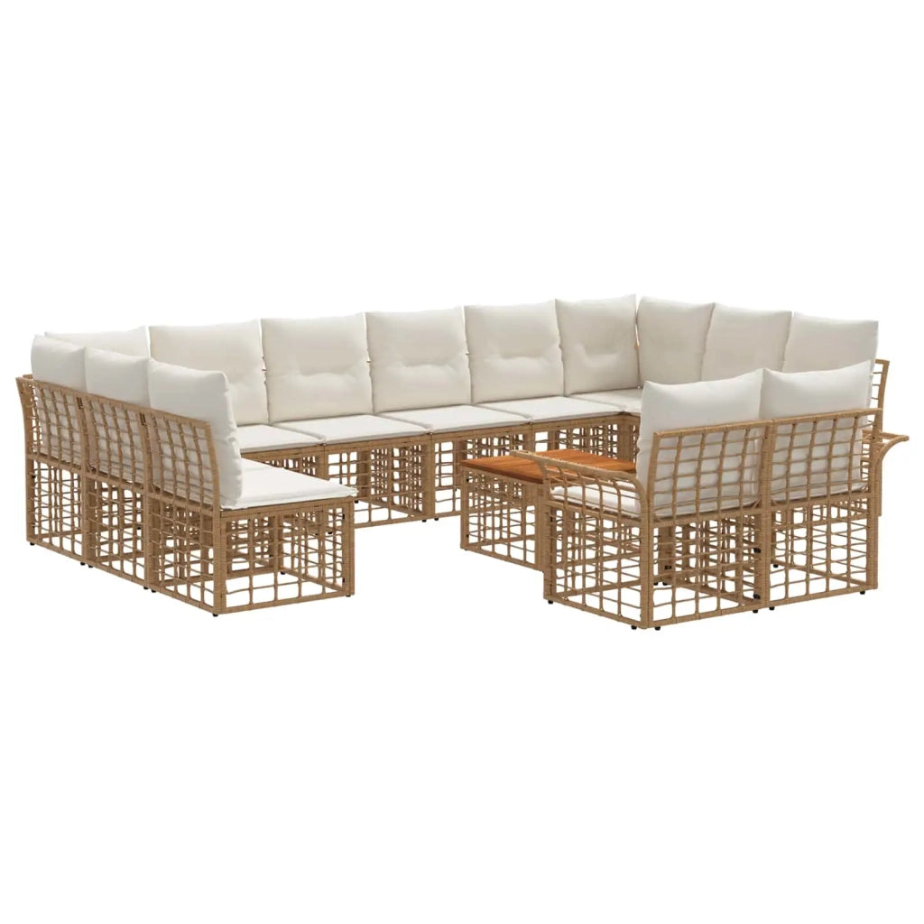 Set di divani da esterno 13 pcs Naturale e Bianco Crema