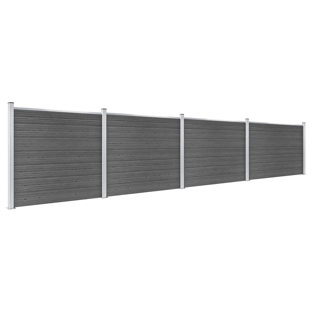 Set Pannelli di Recinzione in WPC 699x146 cm Nero