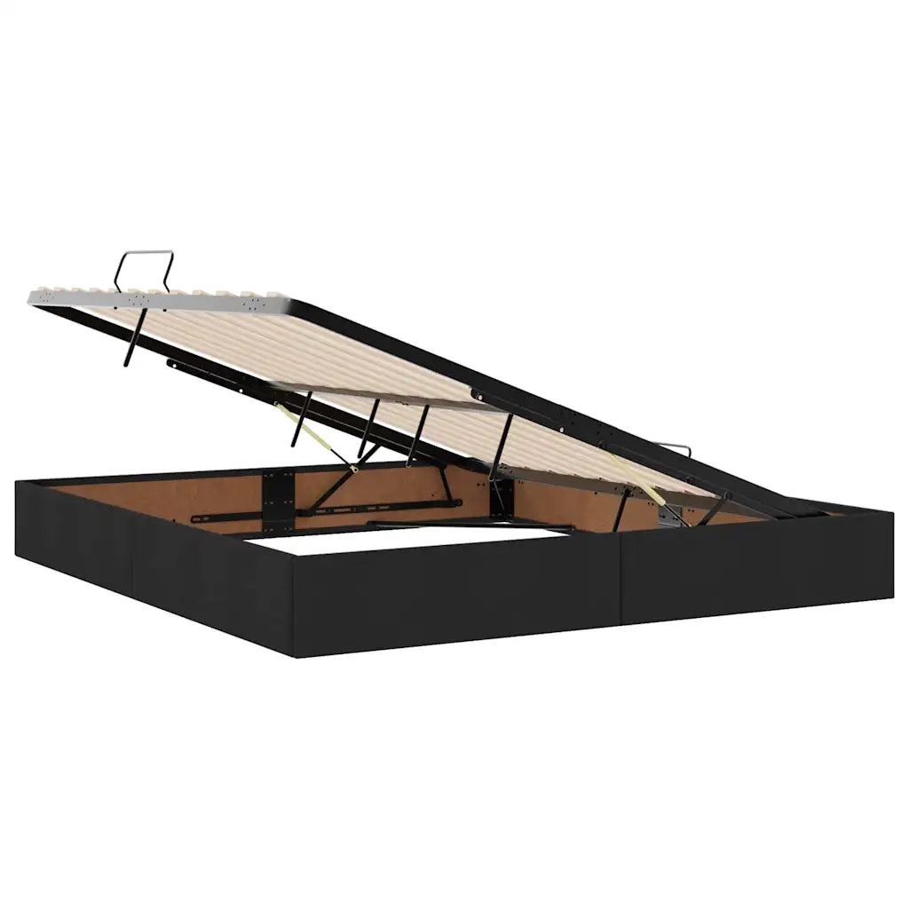 Letto con contenitore e materasso Nero 160 x 200 cm Poliestere