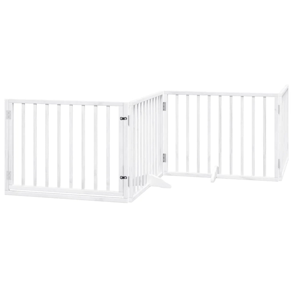 Cancelletto di sicurezza per animali domestici porta pieghevole 12 pannelli legno di pioppo bianco 02_0023143