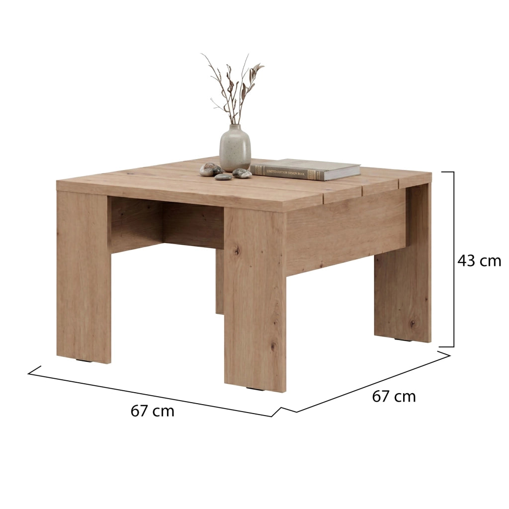 Magre, Tavolino da Salotto Forma Quadrato, 67x67x43h cm Marrone Rovere Nodi