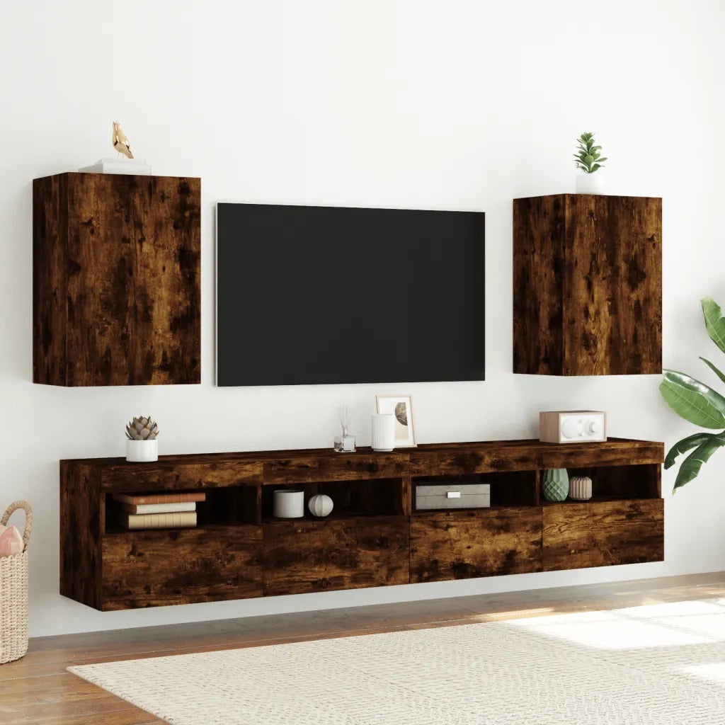 Mobile TV a Parete Rovere Fumo 40,5x30x60 cm Legno Multistrato