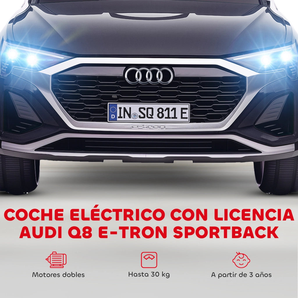 Auto Elettrica per Bambini Audi Q8 e-tron Sportback ¨C Zephmum ¨C Nero, Telecomando, Luci, Suono