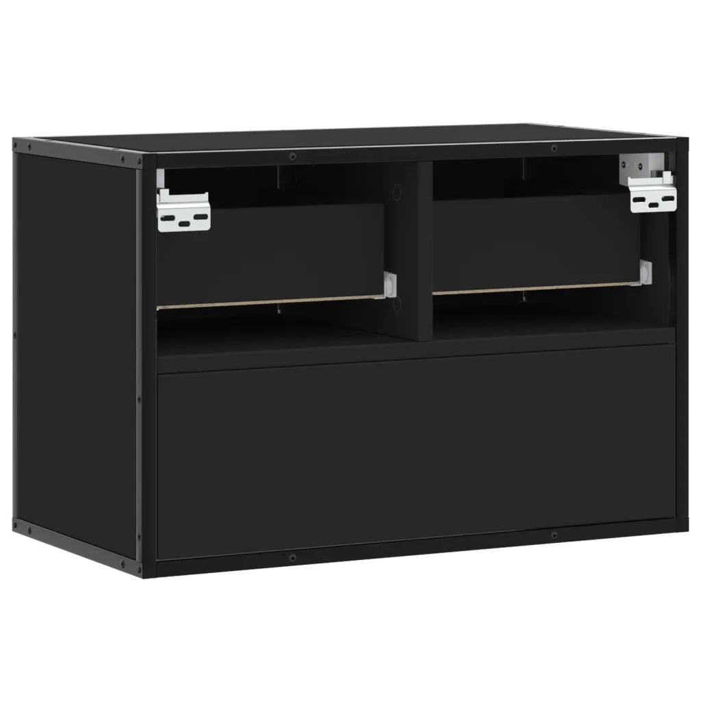 Mobile Porta TV Nero 60x31x39,5cm in Truciolato e Metallo 848909