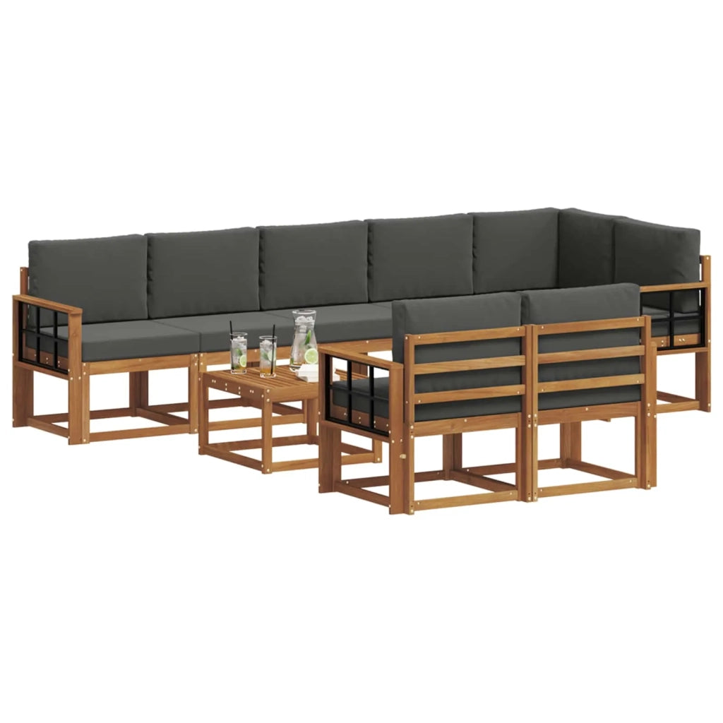 Set di divani da esterno con cuscino 9 pcs Naturale e Antracite