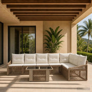 Set Divano da Giardino 8 pz Beige e Bianco Crema polyrattan 3437256