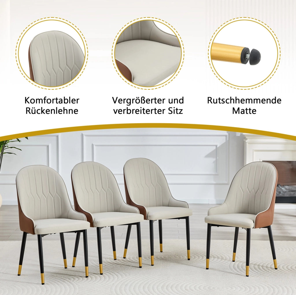 Set di 2 sedie da pranzo in PU con struttura in metallo