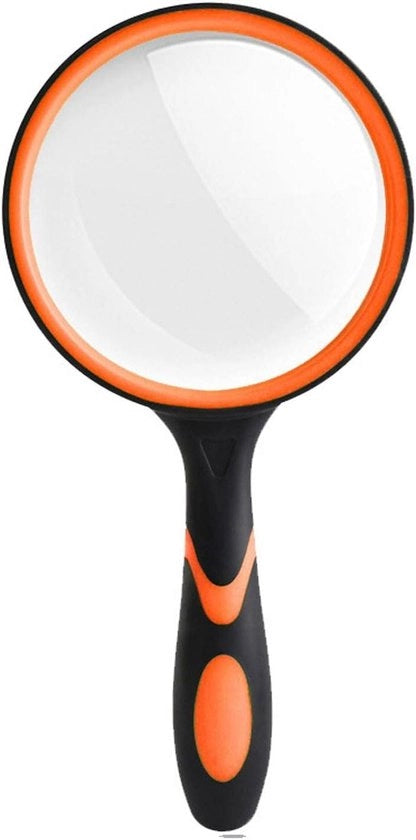 Vergrootglas per bambini con illuminazione e lente di ingrandimento 10x - Alta luminosità - Manico antiscivolo in gomma - Ideale per la lettura - 80 mm