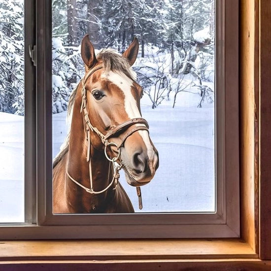 Sticker per finestra Cavallo Paesaggio agricolo Animali da fattoria Decorazione per finestra statica per camera da letto e soggiorno