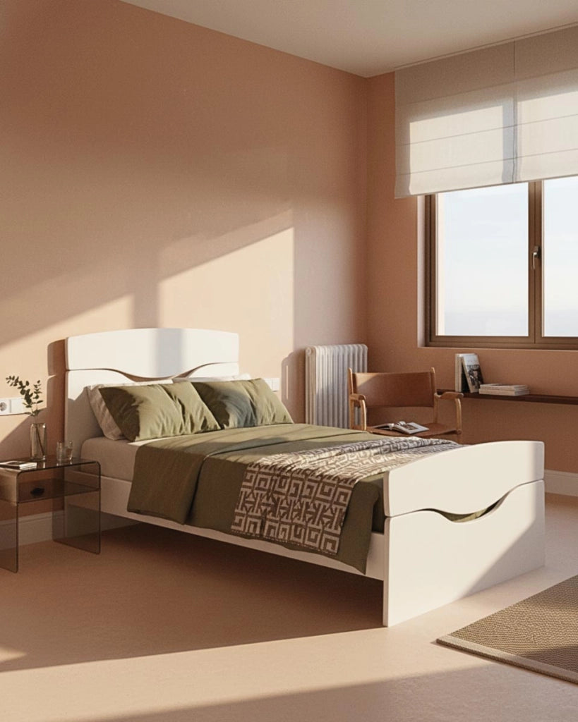 Letto Smile con fascioni e pediera - Letto singolo 127 x 197 - Struttura bianco - Rete e materasso esclusi_