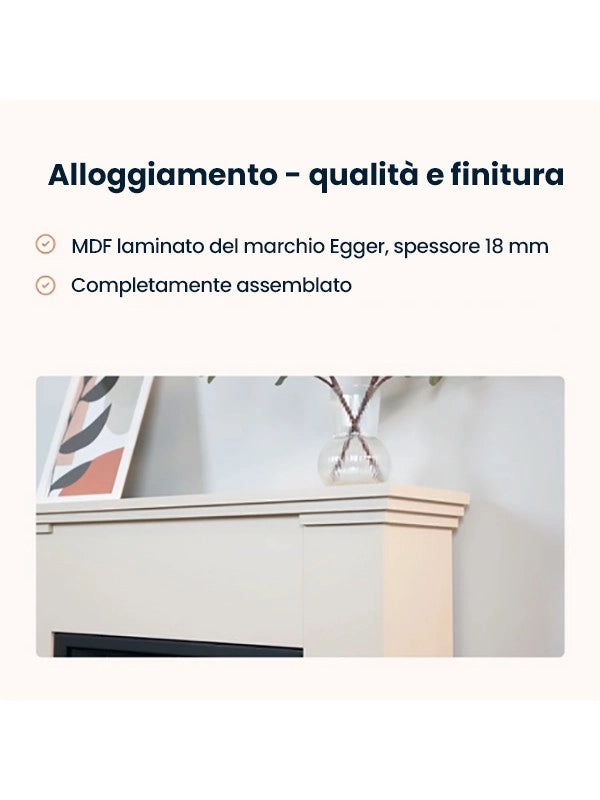Caminetto Elettrico da pavimento A Libera Installazione A LED - Marmo bianco / Cristallo DIRO 23'