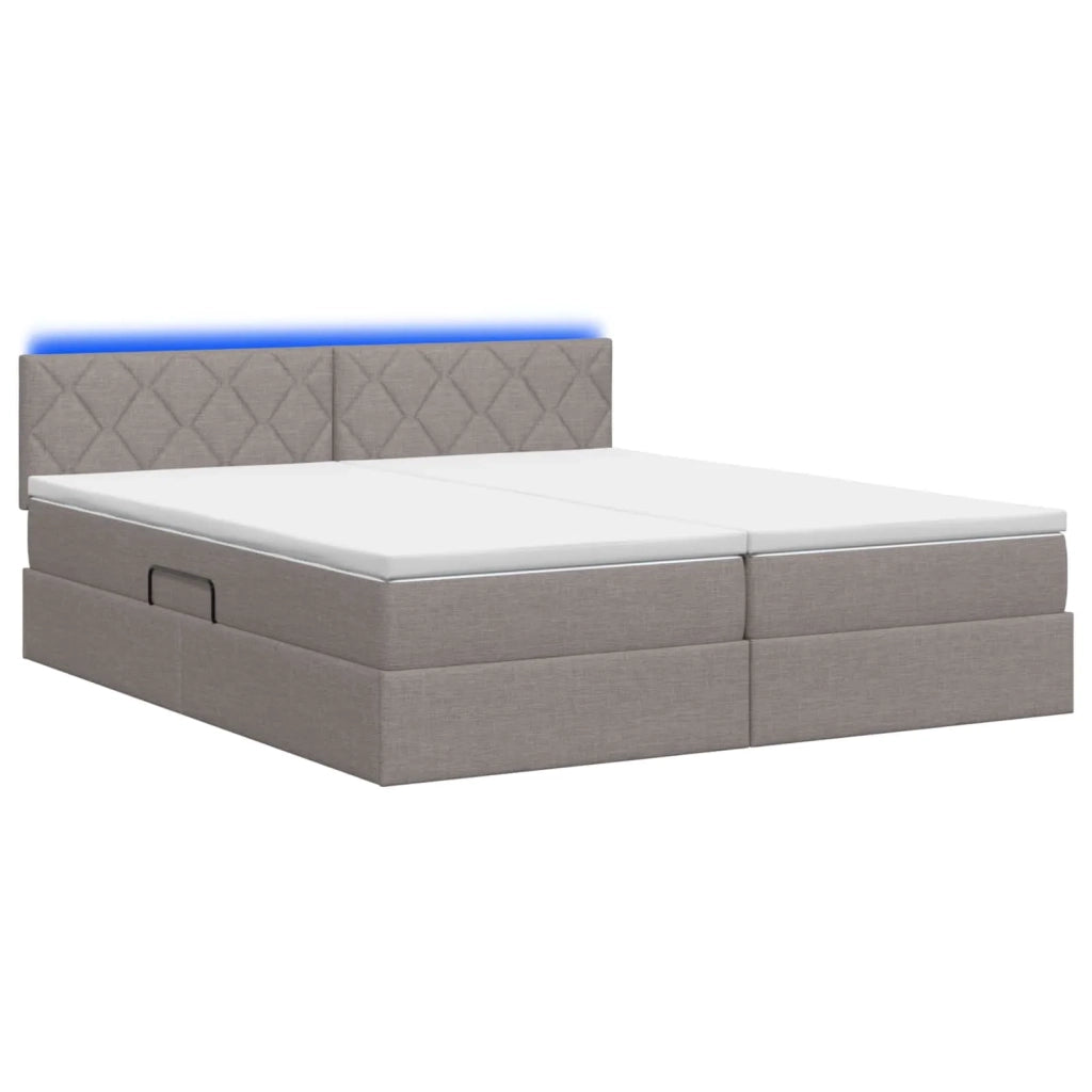 Letto con contenitore LED e materasso Tortora 200 x 200 cm 3459369