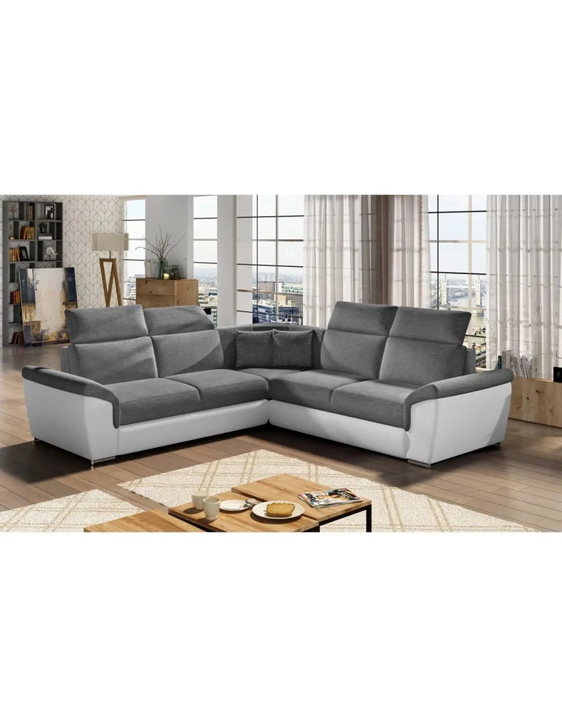 Divano ad angolo FREDERICO Grigio Scuro simmetrico con contenitore 266x266cm