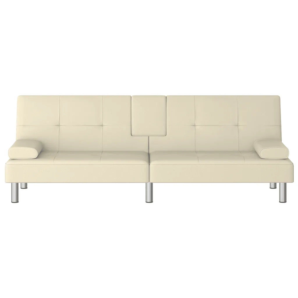 Divano letto | Sof¨¤ letto | Letto singolo con Portabicchieri in Similpelle Crema