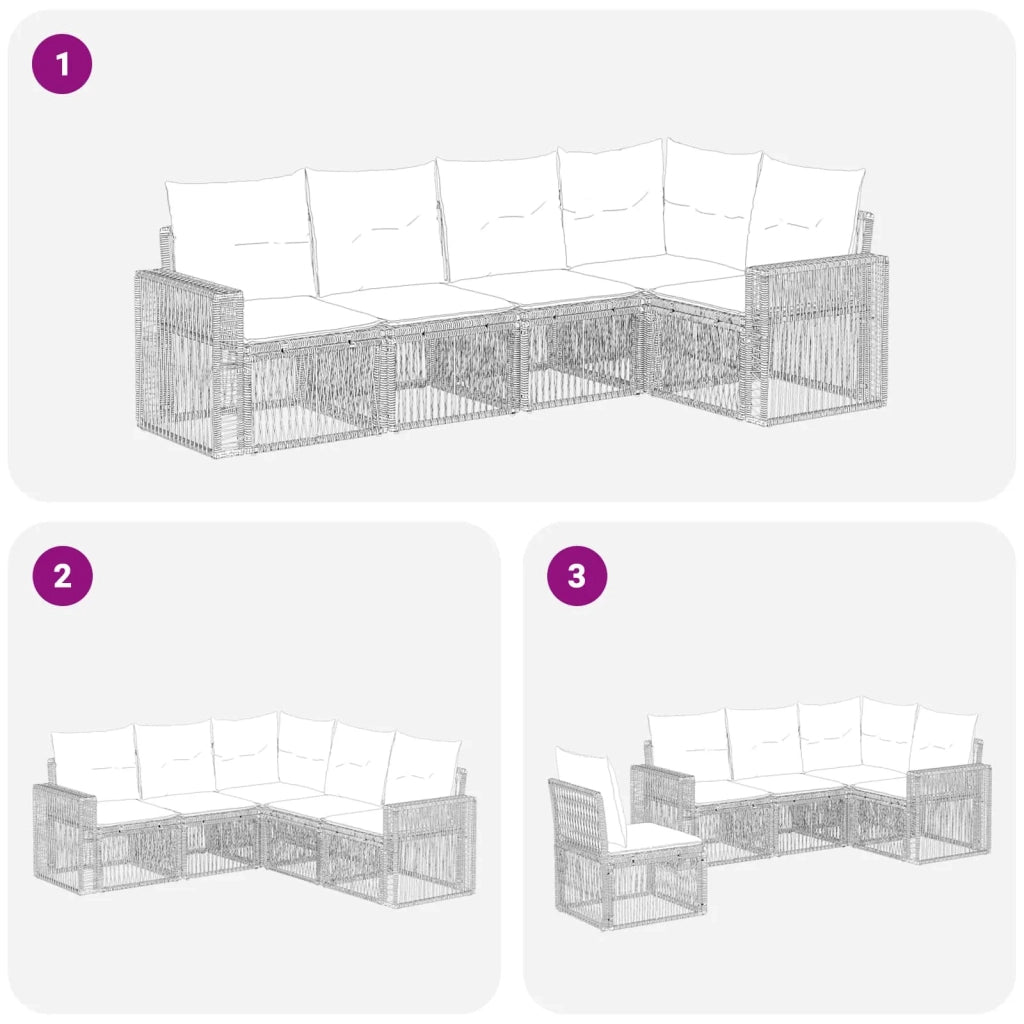 Set Divano da Giardino 5 pcs Grigio e Grigio Scuro polyrattan 3435122