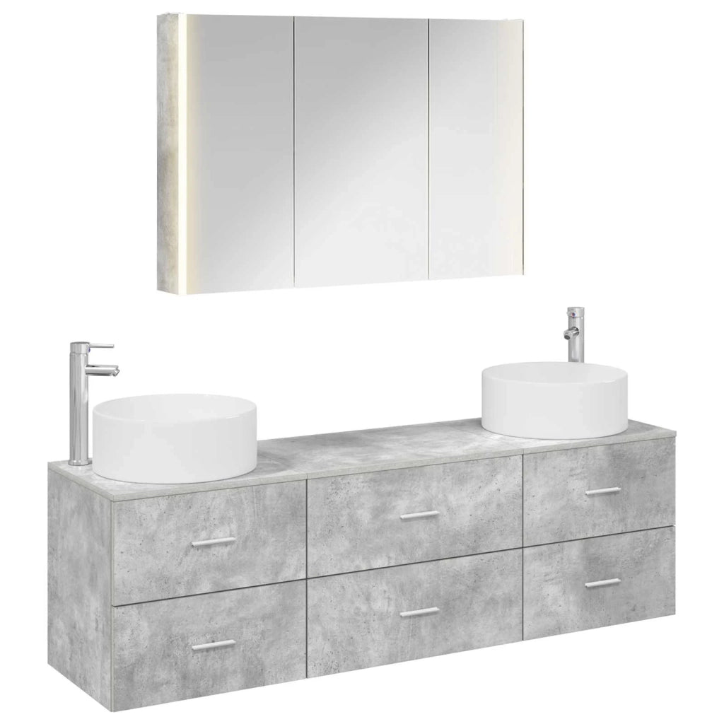 Set di mobili per il bagno 4 pcs Grigio Cemento 3407066