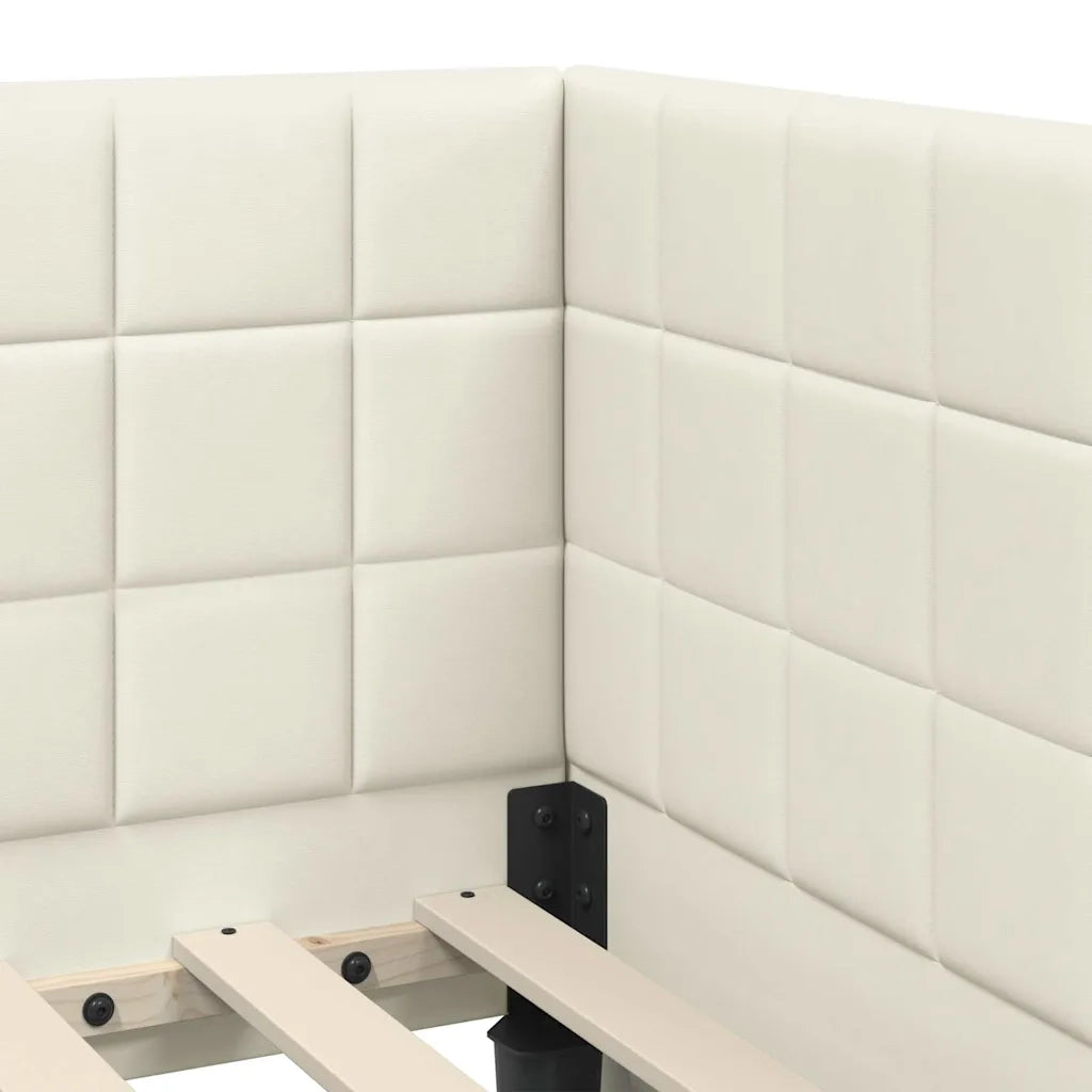 Letto singolo | Letto per adulti | Cornice del letto ad angolo Crema 80 cm x 200 cm Velluto