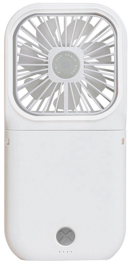 Ventilatore portatile mini, pieghevole, appendibile, caricabile via USB - bianco