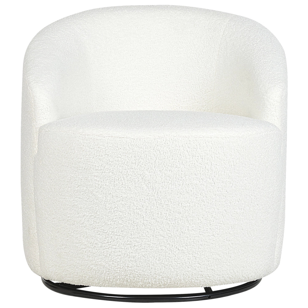 Poltrona Poltroncina Glamour Art Deco Boucle Bianco con base Girevole 360° Stile Retro Glamour Art Deco dorato