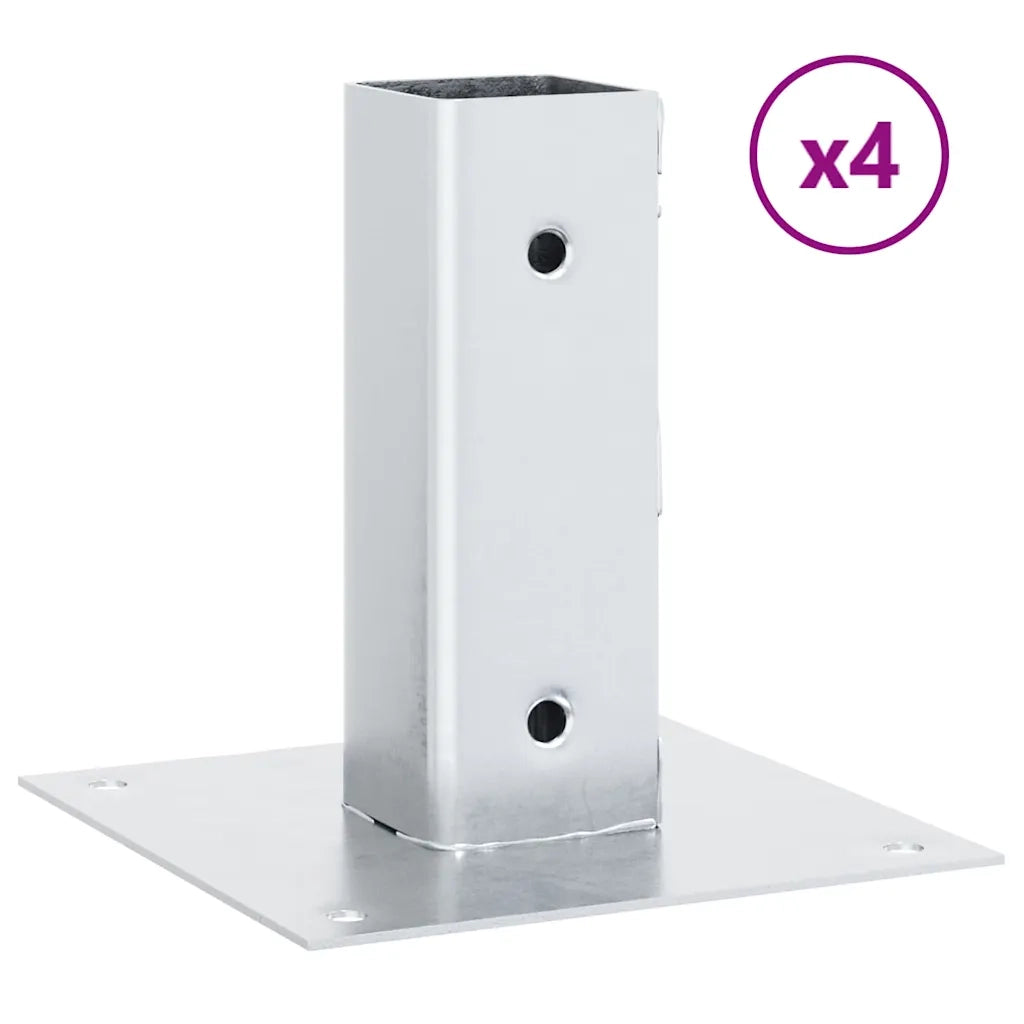 Basi per Pali Quadrate 4 pz Argento 46x46 mm in Acciaio Zincato CFW2665073