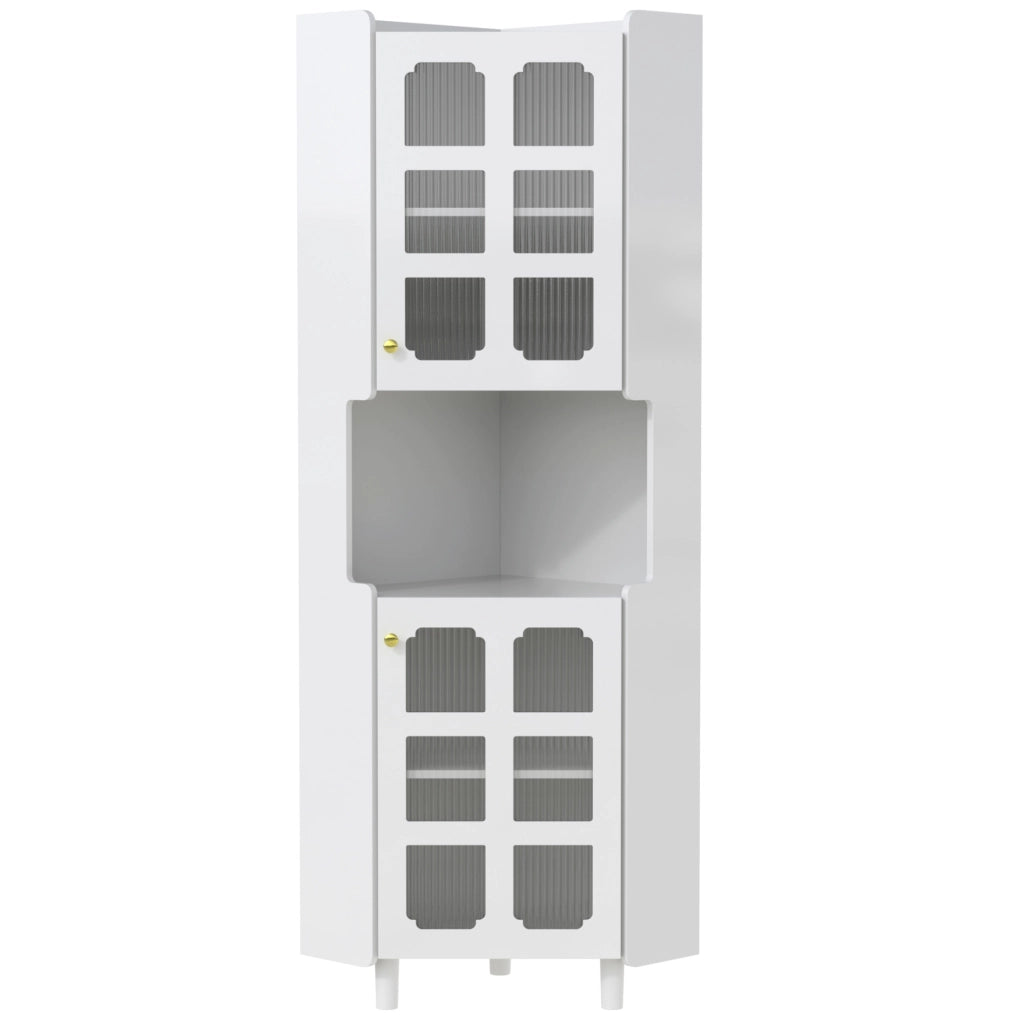 Mobile angolare contenitore bianco con LED, 63,5x157,5 cm, MDF