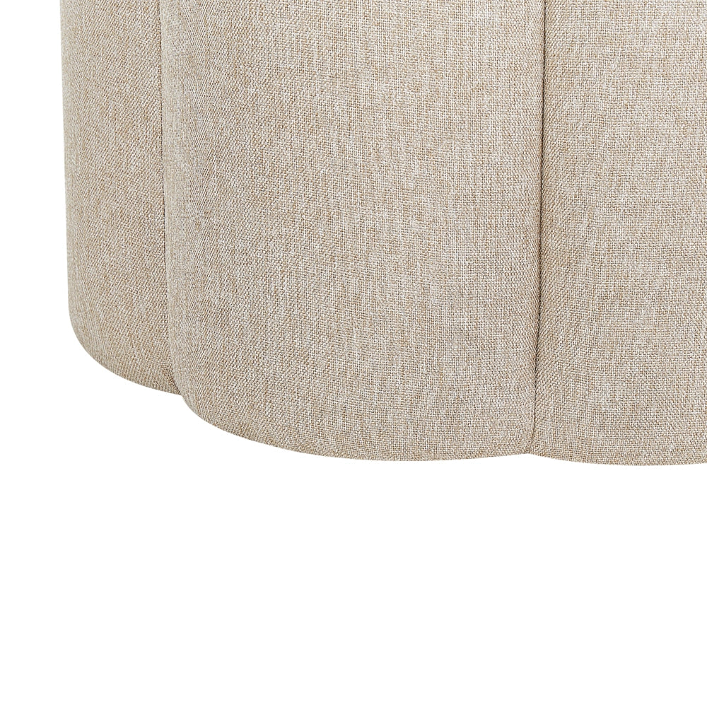 Pouf Beige Lino Rotondo 39 x 34 x 45 cm Pouf d'Accento Tappezzeria Soggiorno Moderno Camera da Letto Mobili