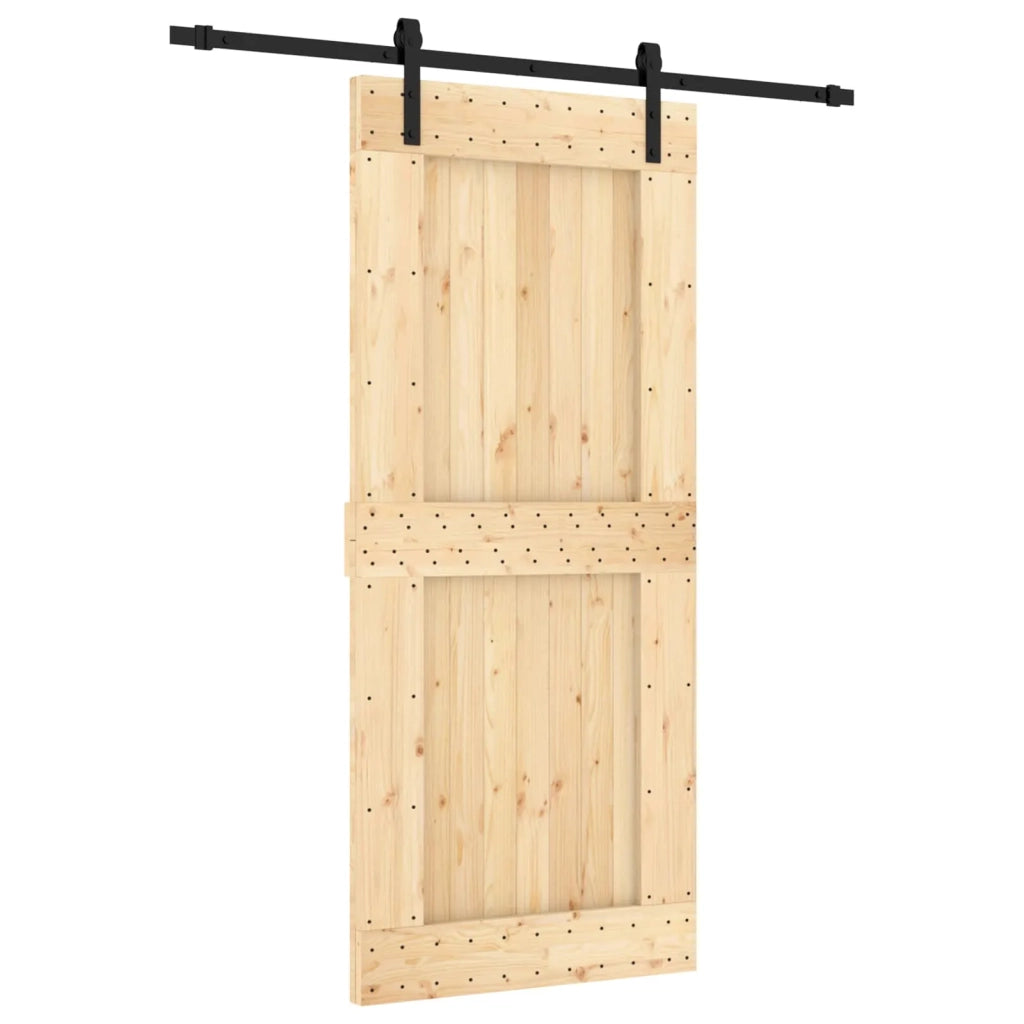 Porta scorrevole Naturale e Nero 90 x 210 cm 3444903