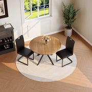 Set Tavolo Rotondo e 2 Sedie con Telaio in Metallo ¨C Xylo ¨C Legno e Similpelle