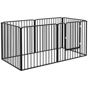 RECINTO PER CANI A 6 PANNELLI MODULABILI DA INTERNO ED ESTERNO, IN ACCIAIO, 164X83X80 CM, NERO