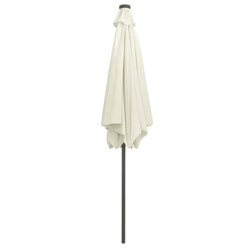 Ombrellone con LED e asta in alluminio da 300 cm colore bianco sabbia 02_0008083