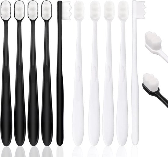 Tandenastraente - 10 pezzi - Ultrazaffa micro-nano tandeatraente - Per tessuto gengivale sensibile - Con 20.000 zaffi fili sterili - Per denti sensibili (nero + bianco)