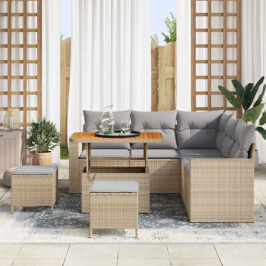 vidaXL Set Divano da Giardino con cuscino 8 pcs beige e grigio chiaro