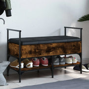 Panca Porta Scarpe-Sgabello-Panca Scarpiera Rovere Fumo 85,5x42x57,5cm Legno Multistrato