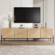 Mobile TV moderno 163;5x40x45 cm in MDF effetto legno naturale con 4 ante e struttura geometrica
