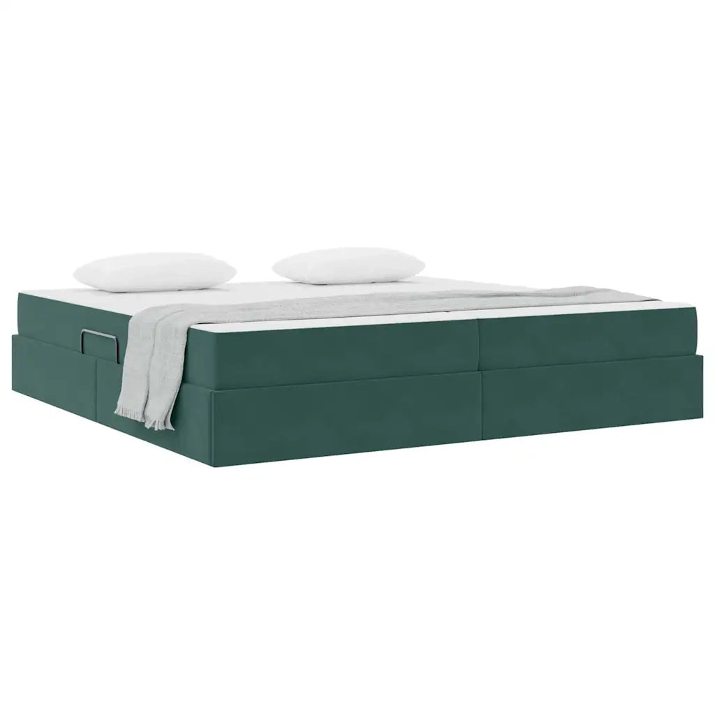 Letto con contenitore e materasso Verde Scuro 200 x 200 cm 3399745