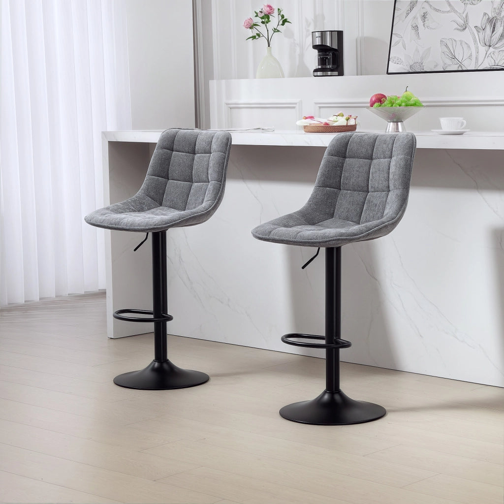 Sgabelli da bar 2 pezzi con schienale ¨C zephmum ¨C girevoli, regolabili in altezza, grigio scuro