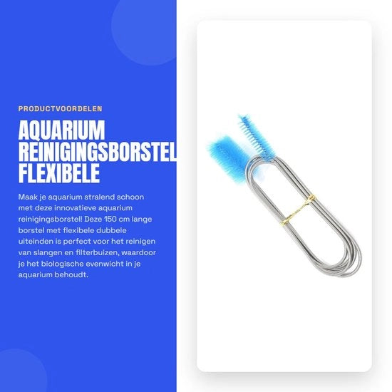 Set di spazzole per l'acquario 150 cm - Spazzola con cavo flessibile - Doppio capo - Per l'acquario - Migliora le prestazioni del filtro - Sostiene l'equilibrio biologico
