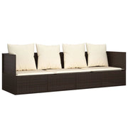 Divano da esterno 203 x 58 x 56 cm con cuscini marroni resina intrecciata 02_0012017